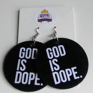 God is Dope Wooden Earrings